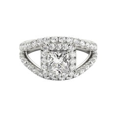 GIA 1.2ct Principessa Halo Split Shank Doppia Fascia  Anello con diamante