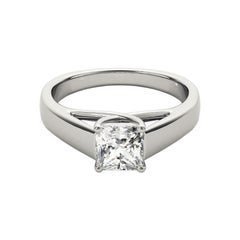 GIA 1.2ct Princess Solitaire Cathedral Flat Band  Diamond Ring