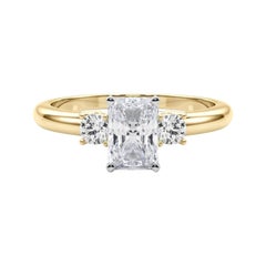 GIA 1.2ct Radiant 3-Stone Past, Present & Future 18K Yellow Gold Diamond Ring