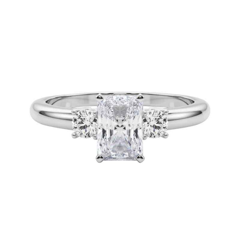 GIA 1.2ct Radiante a 3 pietre Passato, presente e futuro  Anello con diamante