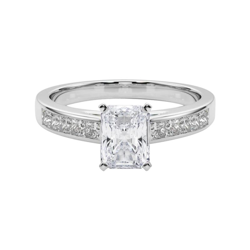 GIA 1.2ct Radiant Princess Channel Solitaire Center Diamond Ring