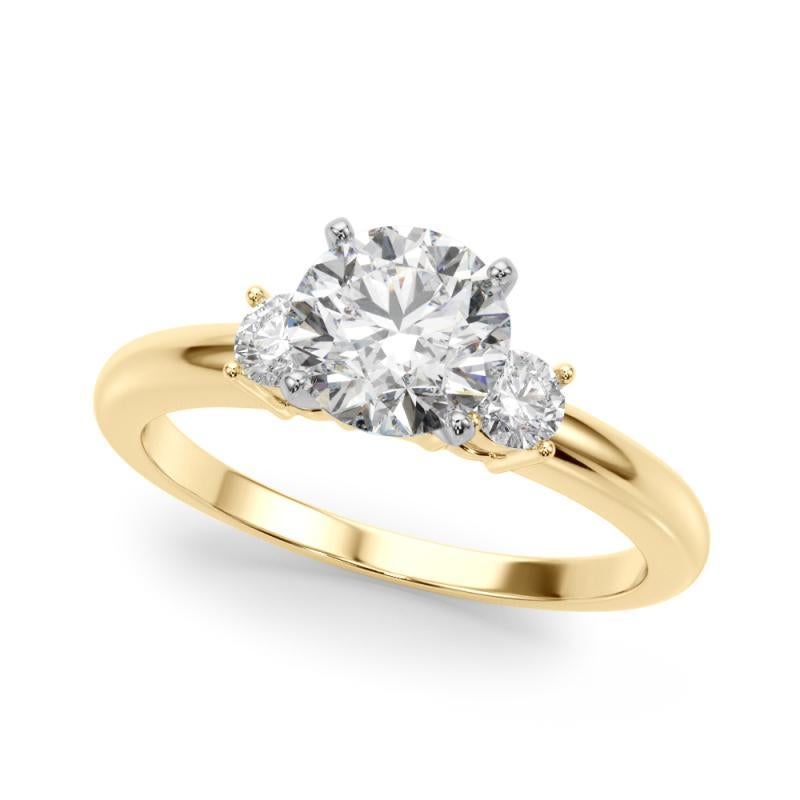 Donna GIA Anello con 3 pietre rotonde da 1,2ct Passato, Presente e Futuro in oro giallo 18 carati in vendita