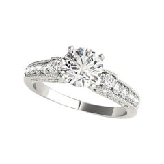 GIA 1.2ct Round Antique Engraved Scroll Channel White Gold Diamond Ring