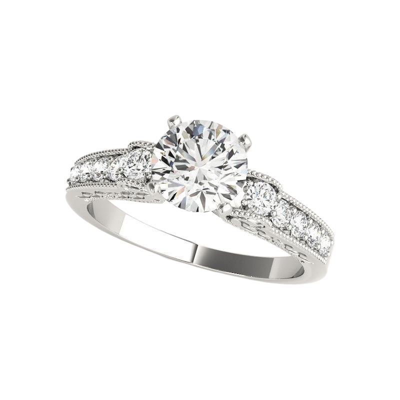 GIA 1.2ct Round Antique Engraved Scroll Channel White Gold Diamond Ring