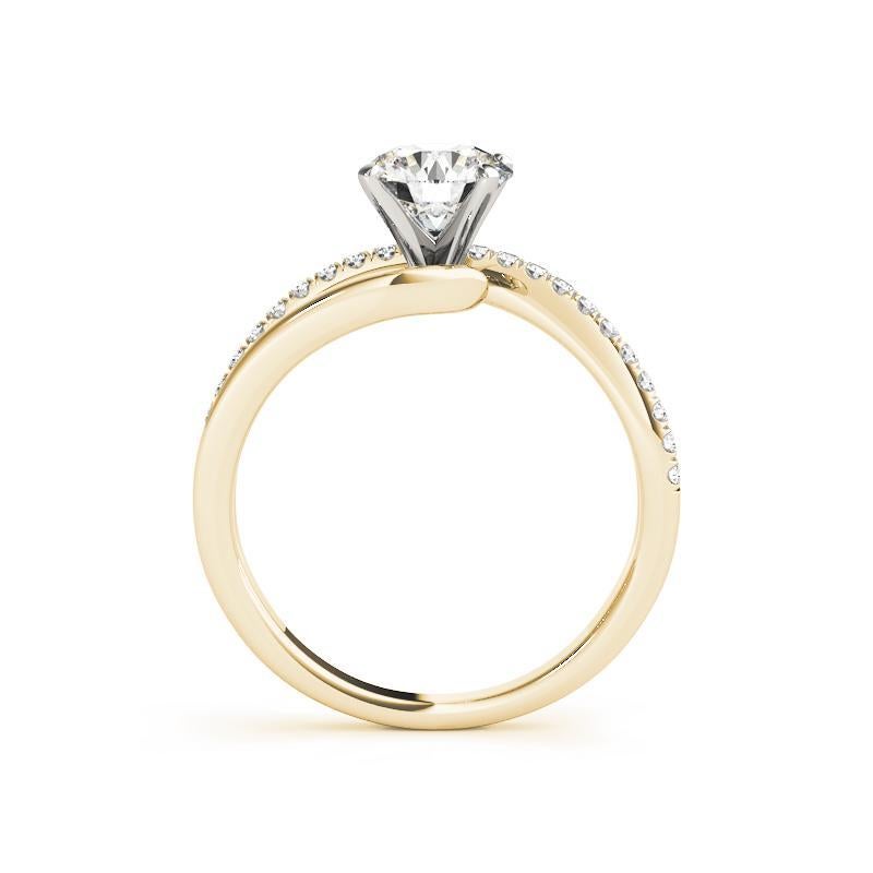 GIA Anello con diamante rotondo asimmetrico a nastro con gambo spaccato in oro giallo da 1,2 ct. In condizioni Nuovo in vendita a New York, NY