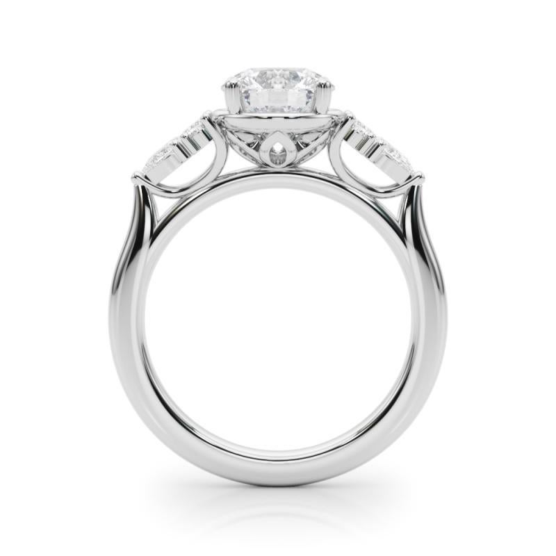 GIA 1,2ct Anello con diamante rotondo a castone e fiore incastonato in oro bianco In condizioni Nuovo in vendita a New York, NY