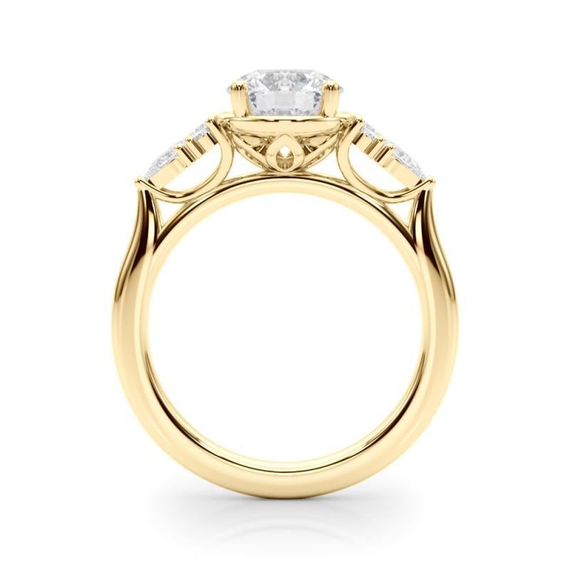 GIA 1,2ct Runde Lünette Cluster Blume Korb Set Gelbgold Diamantring im Zustand „Neu“ im Angebot in New York, NY