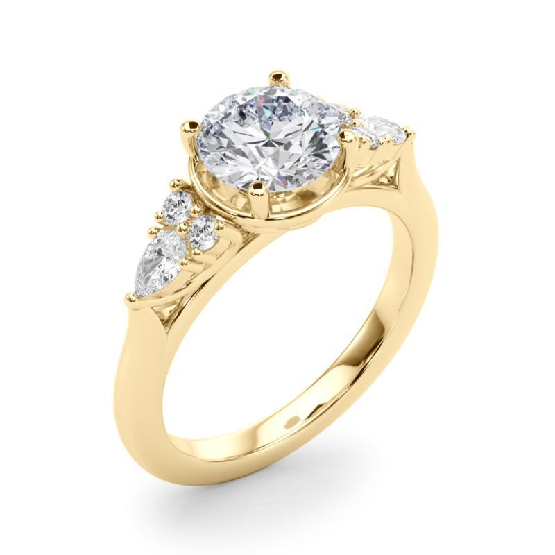 GIA 1,2ct Runde Lünette Cluster Blume Korb Set Gelbgold Diamantring Damen im Angebot