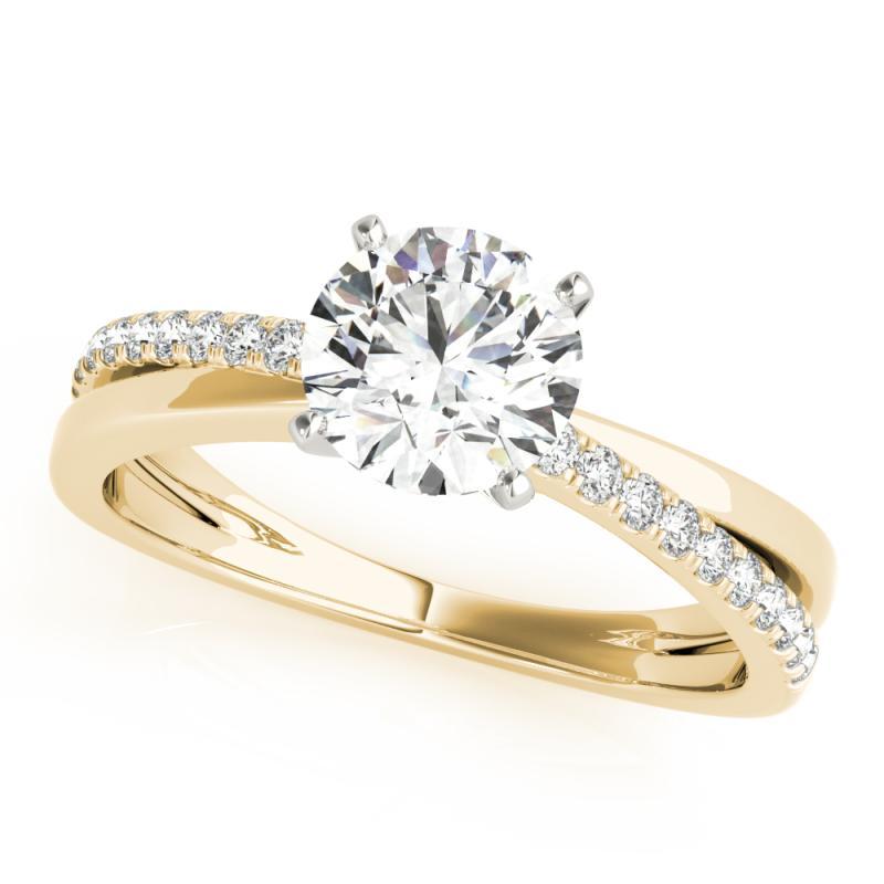 Taglio rotondo GIA 1.2ct Anello con diamante rotondo incrociato a doppia banda in oro giallo in vendita