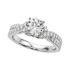 GIA 1.2ct Round Crossover Double Band Vintage  Diamond Ring