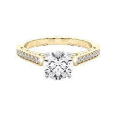 GIA 1,2ct Anello di diamanti tondi fantasia vintage a filigrana in oro giallo della cattedrale