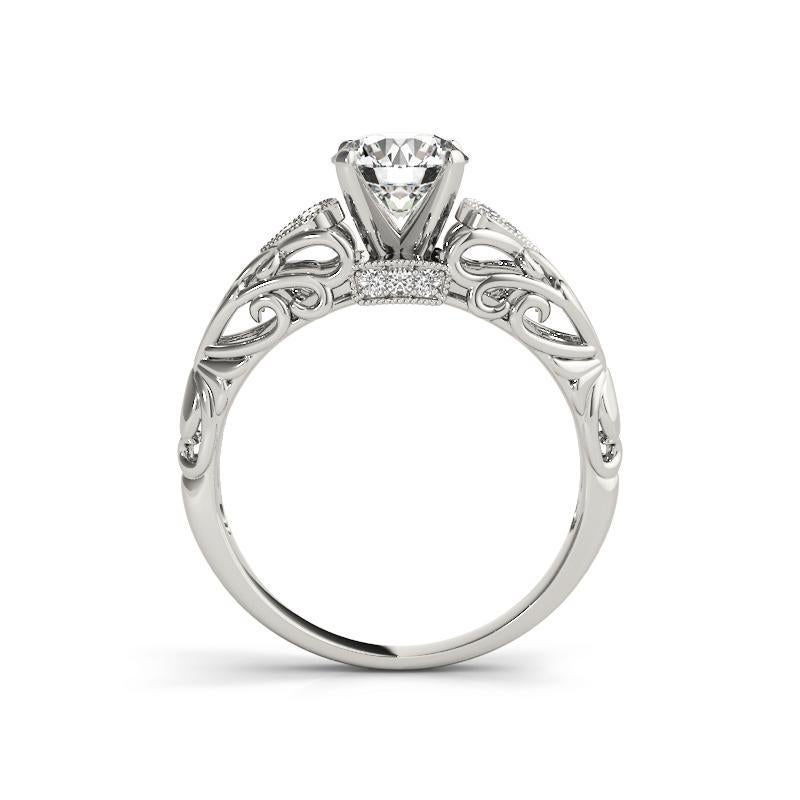 GIA Anillo de diamantes vintage multipiedra con filigrana de jardín floral redondo de 1,2 ct Corte redondo en venta