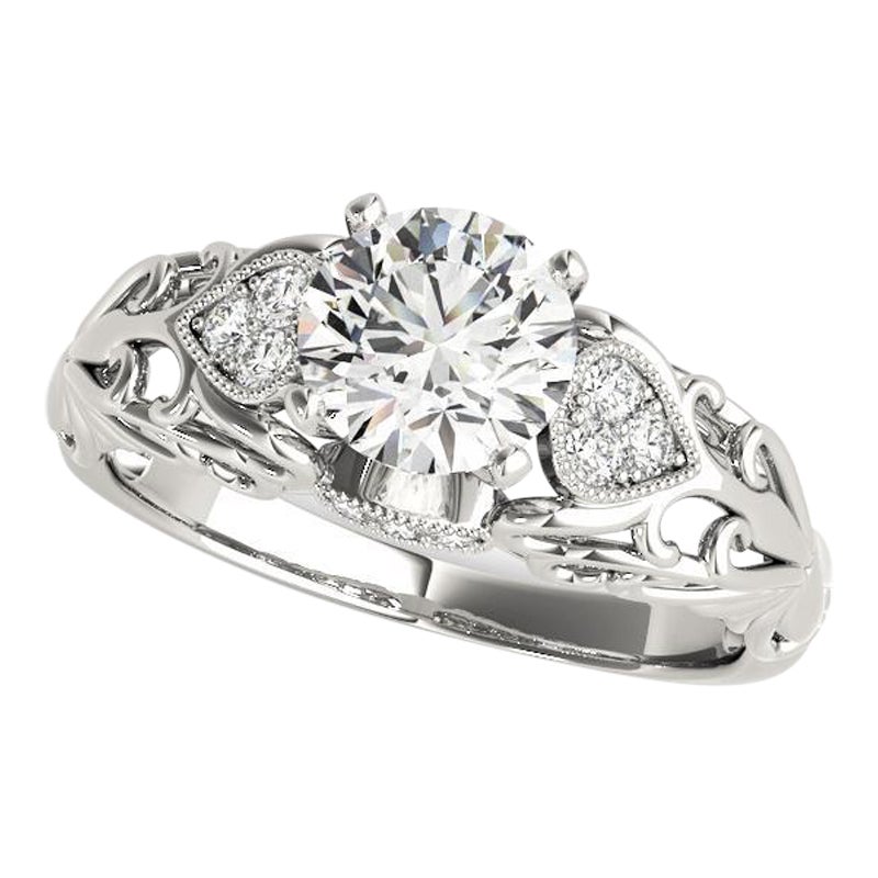 GIA 1,2ct Anello di diamanti d'epoca a più pietre in filigrana con giardino floreale rotondo