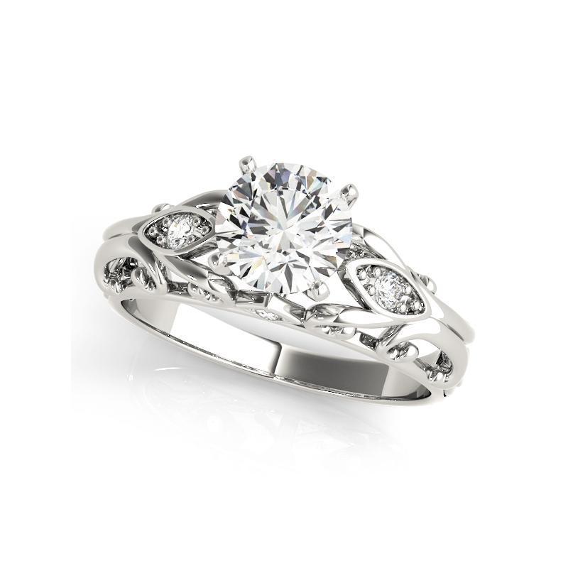 Taglio rotondo GIA 1,2ct Anello con diamante rotondo in filigrana in oro bianco vintage in vendita