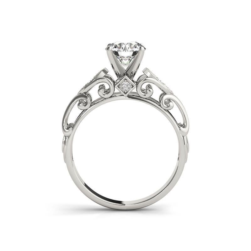 GIA 1,2ct Anello con diamante rotondo in filigrana in oro bianco vintage In condizioni Nuovo in vendita a New York, NY