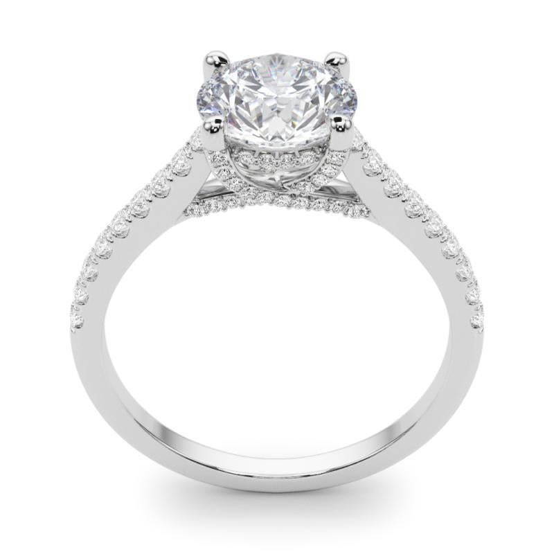 Donna GIA 1,2ct Diamante rotondo nascosto in pavé Cattedrale  Anello con diamante in vendita
