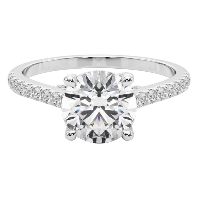 GIA 1,2ct Diamante rotondo nascosto in pavé Cattedrale  Anello con diamante