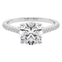 GIA 1.2ct Round Pave Hidden Diamond Cathedral  Diamond Ring