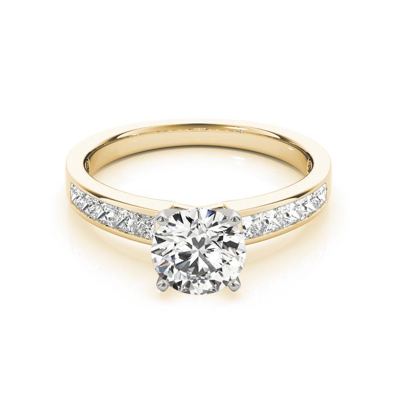 Taglio rotondo GIA 1,2ct Anello con diamante rotondo Princess Channel Solitaire Center in oro giallo in vendita