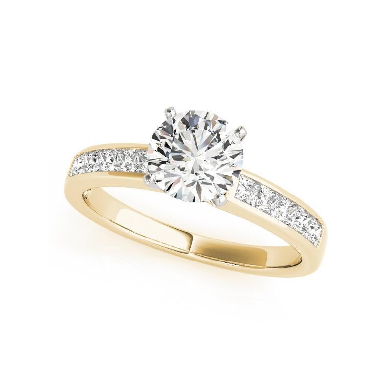 Donna GIA 1,2ct Anello con diamante rotondo Princess Channel Solitaire Center in oro giallo in vendita