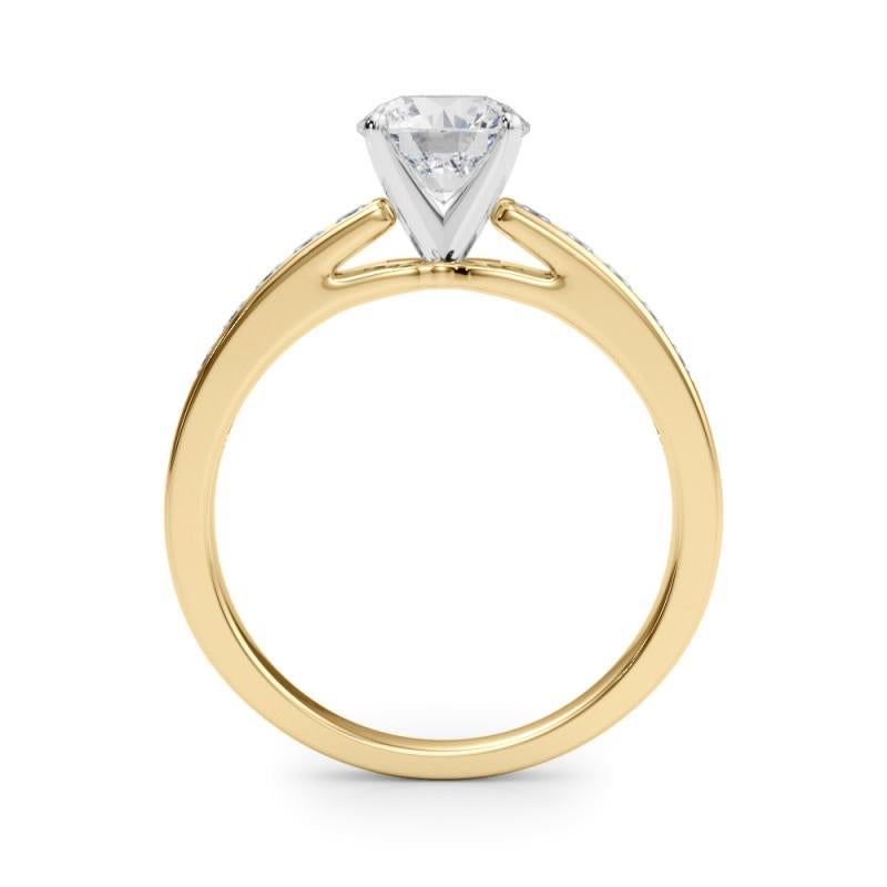 GIA 1,2ct Anello con diamante rotondo Princess Channel Solitaire Center in oro giallo in vendita 1