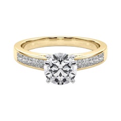 GIA 1.2ct Round Princess Channel Solitaire Center Yellow Gold Diamond Ring