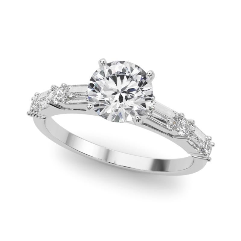 GIA 1.2ct Round Round & Baguette Channel Band  Bague en diamant Neuf - En vente à New York, NY