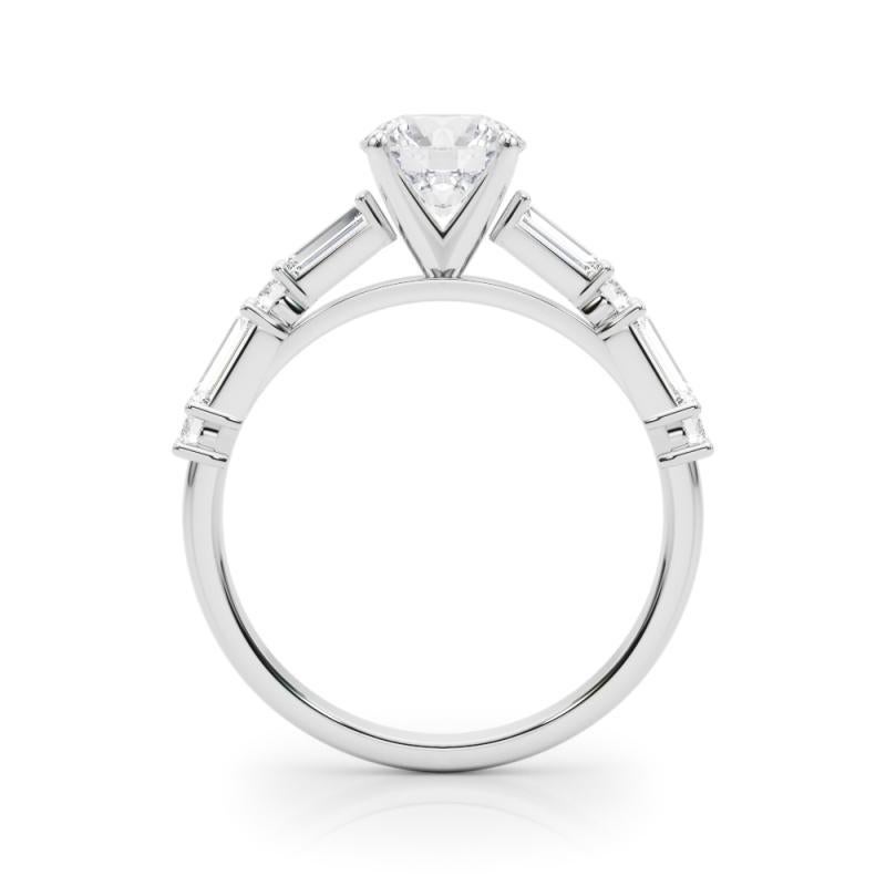 GIA 1.2ct Round Round & Baguette Channel Band  Bague en diamant en vente 1