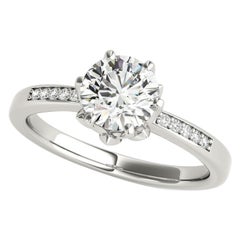 GIA 1,2ct Solitaire rond Blooming Rose Pave Bague diamant en or blanc 18K