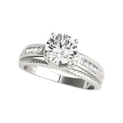 GIA 1.2ct Round Solitaire & Channel Nautical Rope Diamond Ring