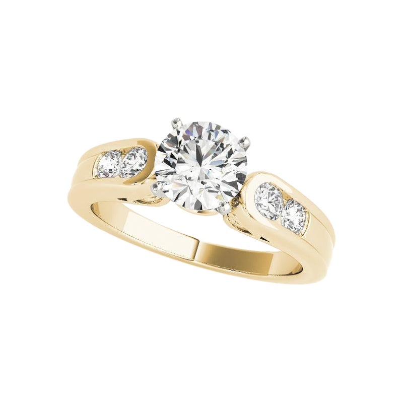 GIA 1.2ct Solitario rotondo e anello con nastro vintage in oro giallo
