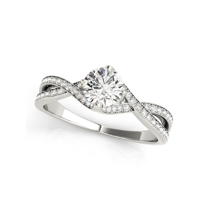 Taglio rotondo GIA 1,2ct Solitario rotondo intrecciato con il simbolo dell'infinito in oro bianco in vendita