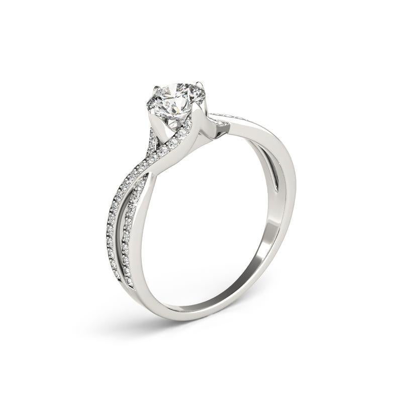 Donna GIA 1,2ct Solitario rotondo intrecciato con il simbolo dell'infinito in oro bianco in vendita