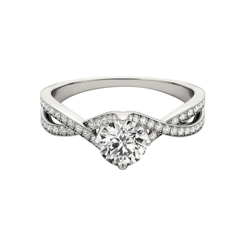 GIA 1,2ct Solitario rotondo intrecciato con il simbolo dell'infinito in oro bianco in vendita