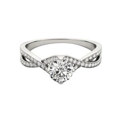 GIA 1.2ct Round Solitaire Entwined Infinity Symbol White Gold Diamond Ring