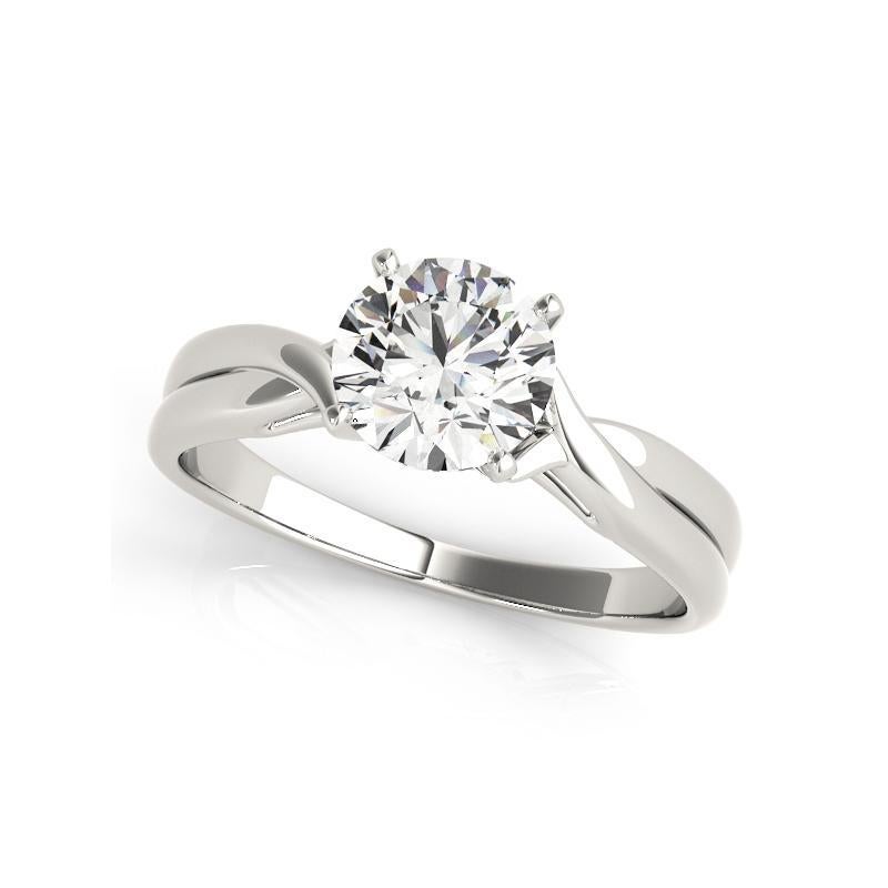Taille ronde GIA 1.2ct Round Solitaire Entwined Twisted Shank White Gold Diamond Ring (bague à diamant en or blanc) en vente