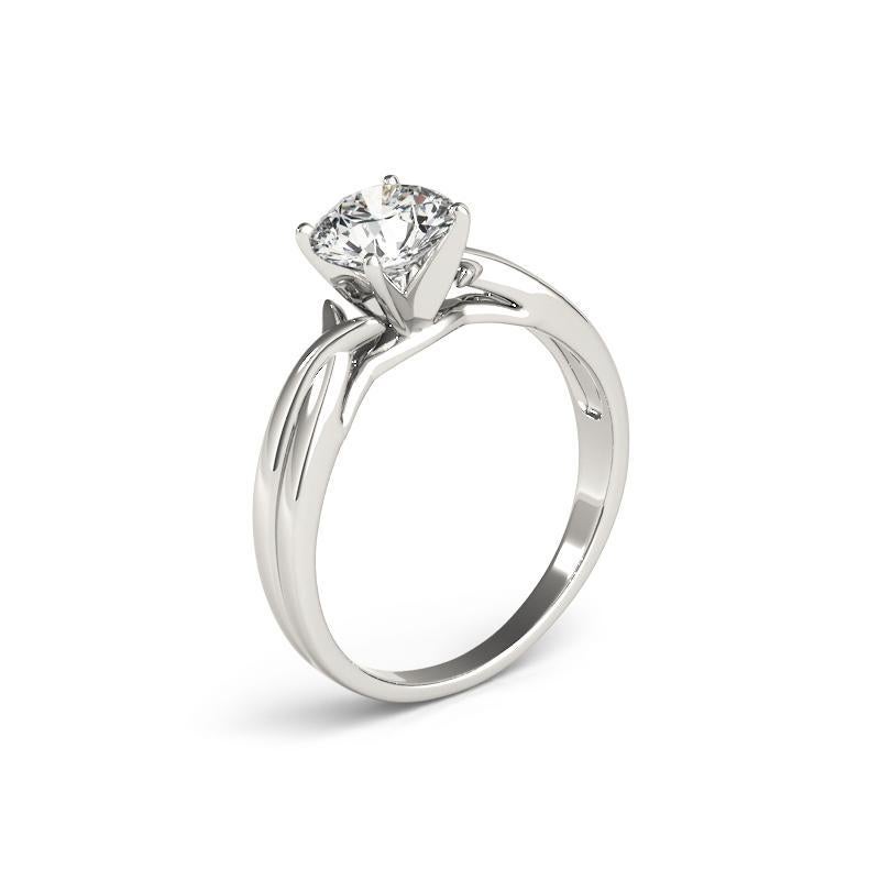 GIA 1.2ct Round Solitaire Entwined Twisted Shank White Gold Diamond Ring (bague à diamant en or blanc) Pour femmes en vente