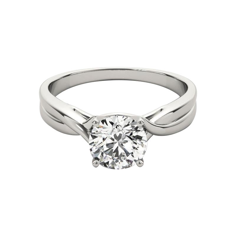 GIA 1.2ct Round Solitaire Entwined Twisted Shank White Gold Diamond Ring (bague à diamant en or blanc) en vente
