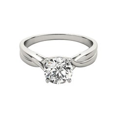 GIA 1.2ct Anillo de Diamantes de Oro Blanco con Solitario Redondo entrelazado y mango trenzado