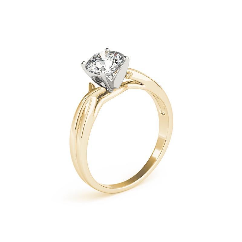 Donna GIA Anello con diamante rotondo solitario da 1,2 carati con gambo ritorto in oro giallo in vendita