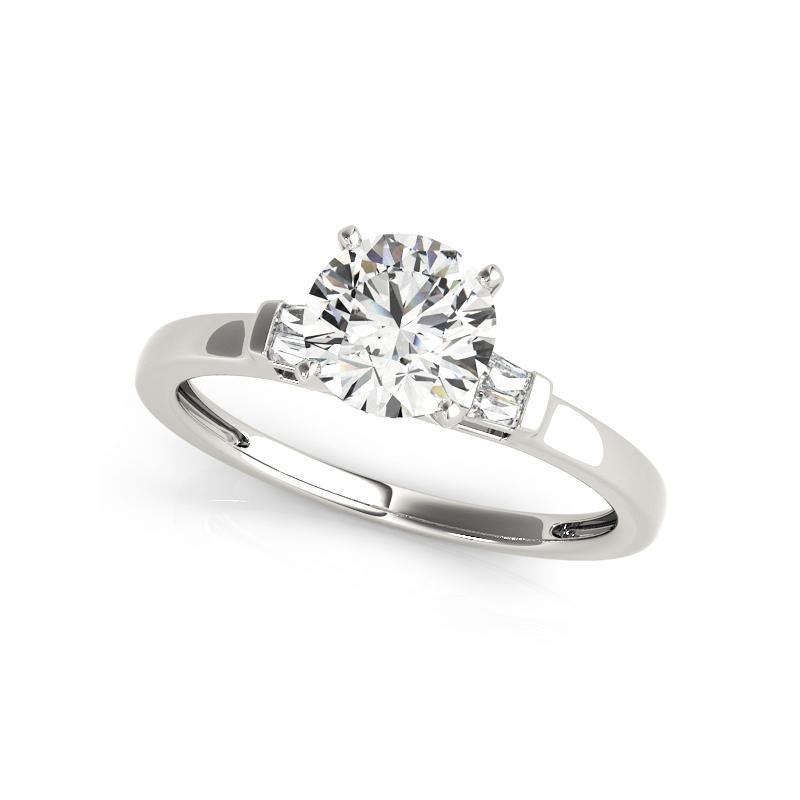 Taglio rotondo GIA 1.2ct Round Solitaire & Invisible Baguette 18K White Gold Diamond Ring in vendita