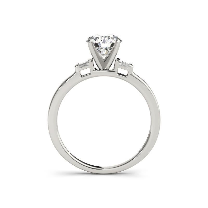 GIA 1.2ct Round Solitaire & Invisible Baguette 18K White Gold Diamond Ring In condizioni Nuovo in vendita a New York, NY