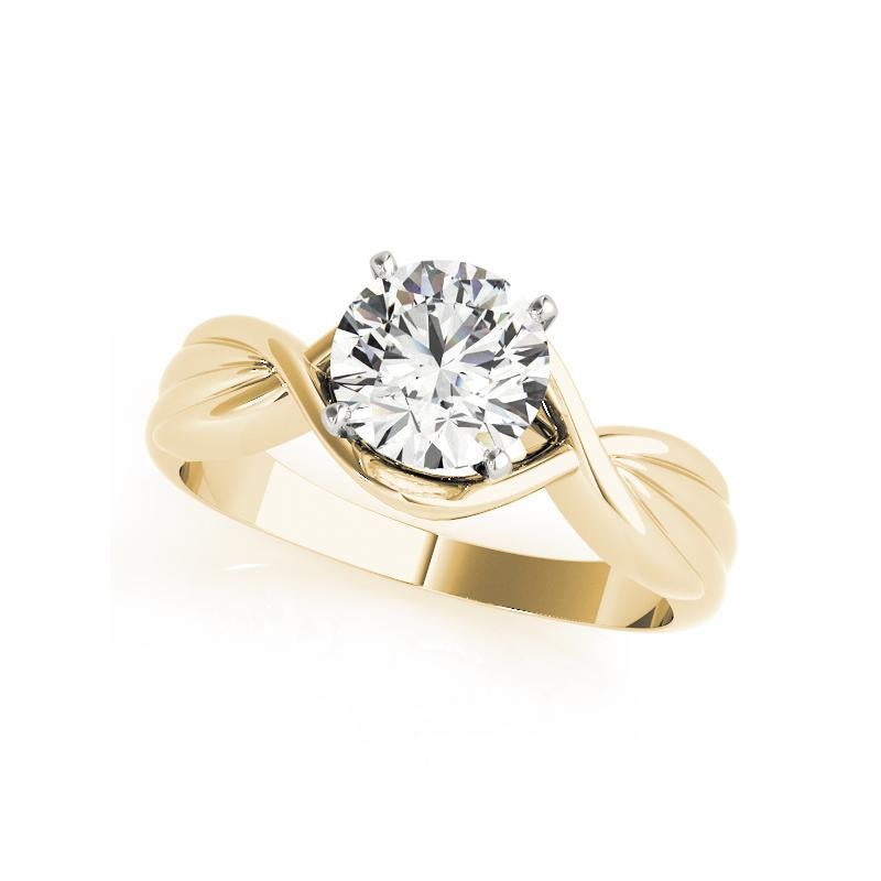 Taglio rotondo GIA 1,2ct Anello solitario rotondo con nodo d'amore a fascia in oro giallo con diamante in vendita