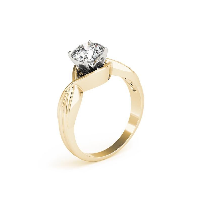 Donna GIA 1,2ct Anello solitario rotondo con nodo d'amore a fascia in oro giallo con diamante in vendita