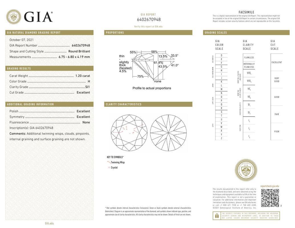 Contemporaneo GIA 1,2ct Solitario rotondo e Pave Chevron Set  Anello con diamante in vendita