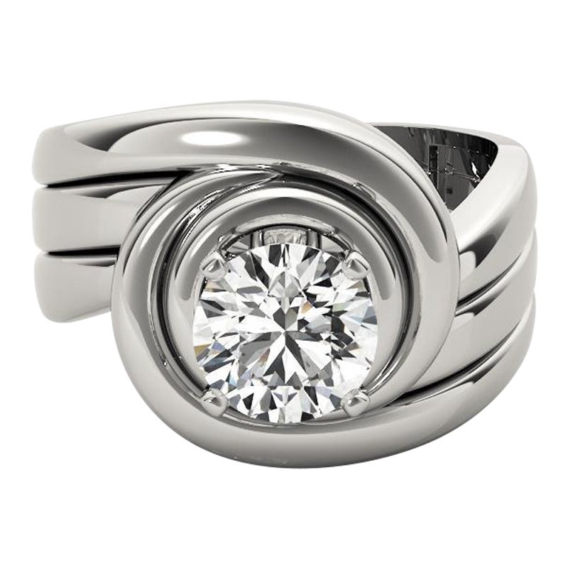 GIA 1,2ct Solitario rotondo con fascia smerlata  Anello con diamante