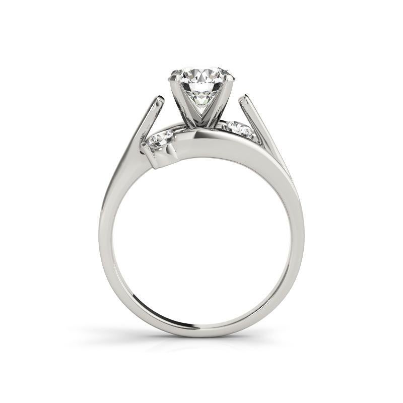 GIA 1,2ct Runde Solitär Drei-Stein-Bypass 18K Weißgold Diamantring (Rundschliff) im Angebot