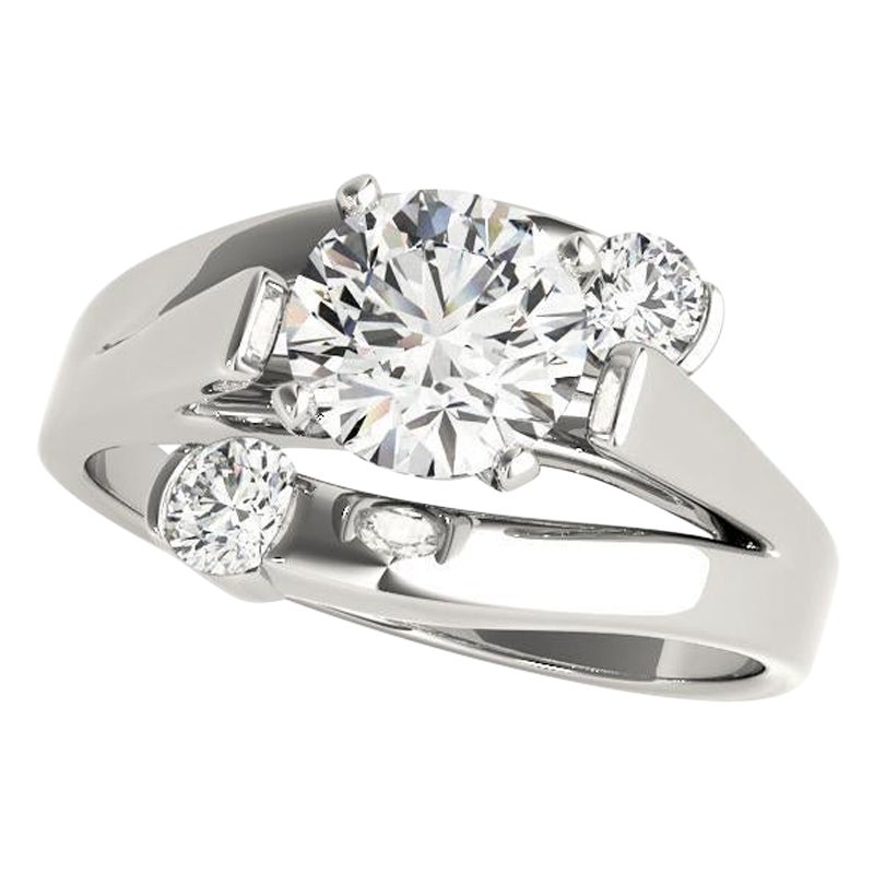 GIA 1,2ct Runde Solitär Drei-Stein-Bypass 18K Weißgold Diamantring