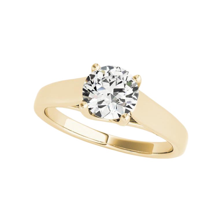 GIA 1.2ct Anello con diamante rotondo a punte ritorte per cattedrale in oro giallo