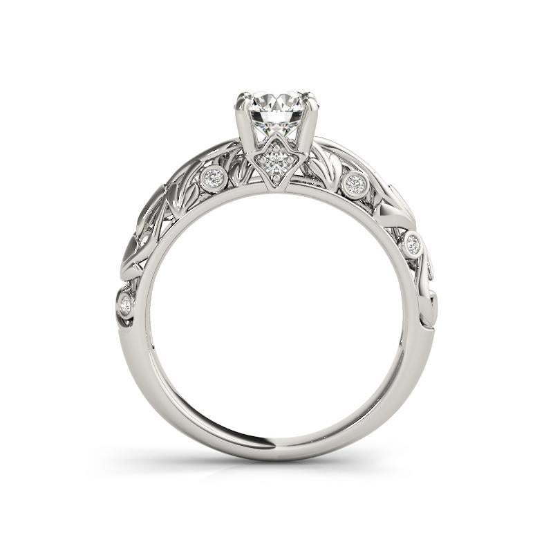 Taglio rotondo GIA 1,2ct Anello con diamante rotondo d'epoca in filigrana a traliccio in oro bianco 18 carati in vendita